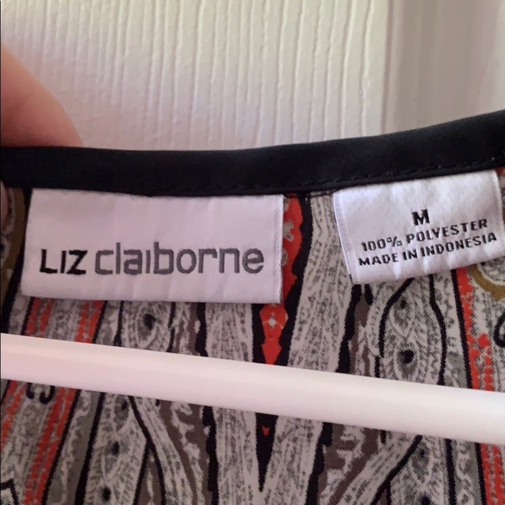 Black, White, Red Patterned Blouse - Picture 2 of 3